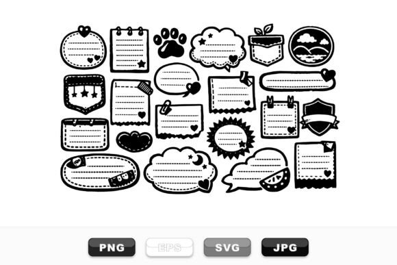 Hand Drawn Notebook Labels: A Versatile Embroidery Set