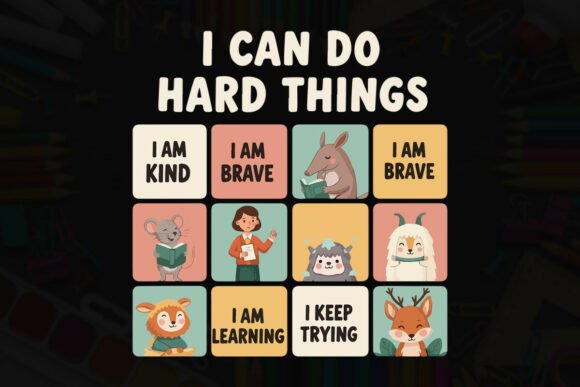 Kind Brave Learning Affirmation Art