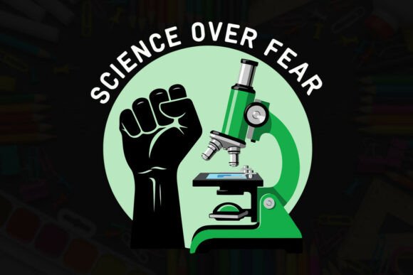 Science over Fear Fist Typography Design