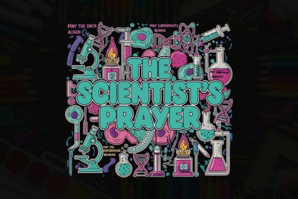 The Scientist's Prayer: A Bold Embroidery Design